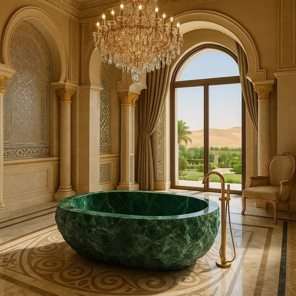 Green malachite bath detail