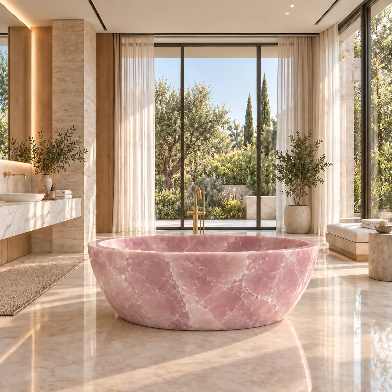 Rose quartz bath